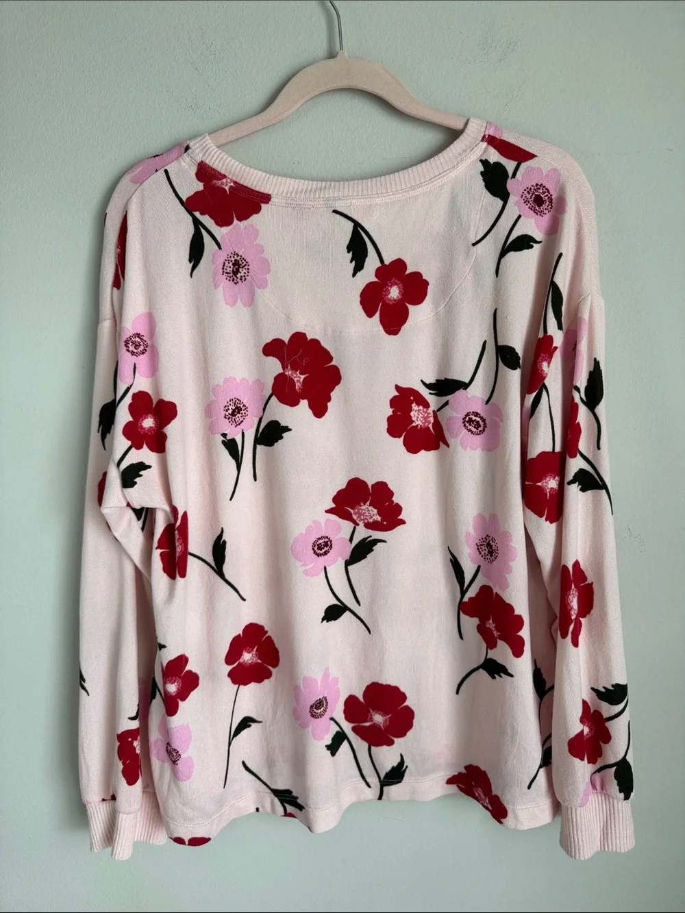 Kate Spade New York Floral Pajama Lounge Set Pink Red Print Women’s Large